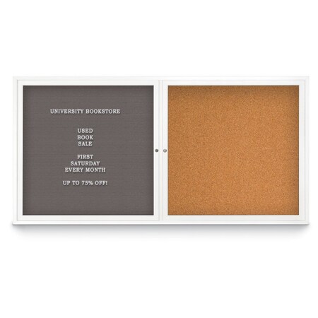 United Visual Products Corkboard, Single Door, Radius Frame, 24x36", Satin/Pearl UV7001-SATIN-PEARL